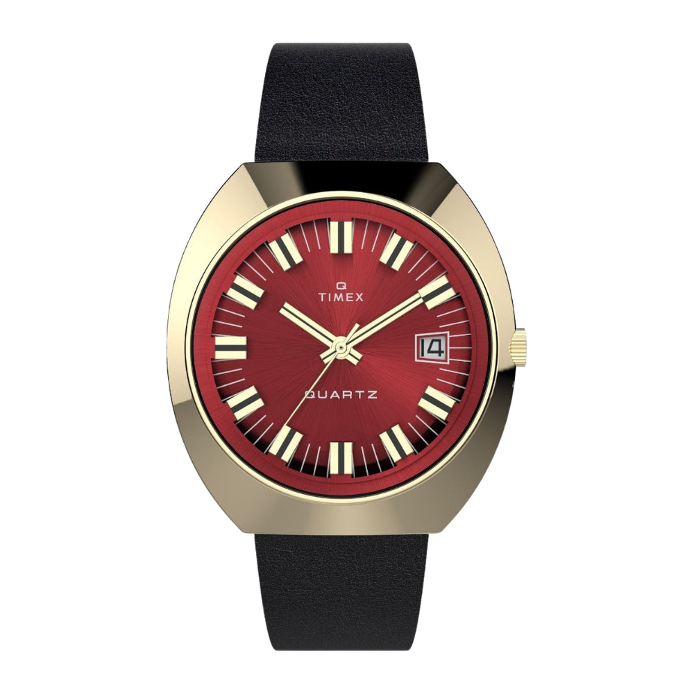 Q Timex 1972 Reissue 43x39mm Leather Strap Watch TW2V25400U9