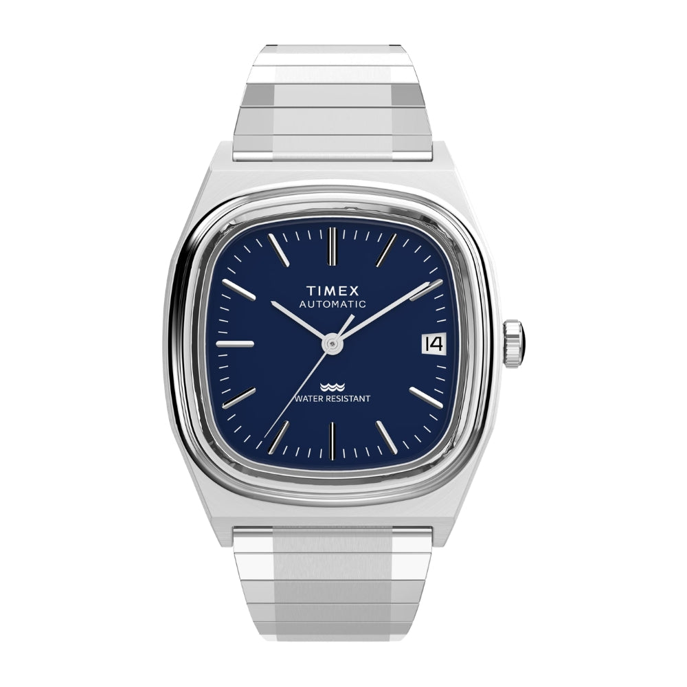 Q Timex Blue Rectangle Dial Mechanical Automatic Men's Watch - TW2Y07400UJ