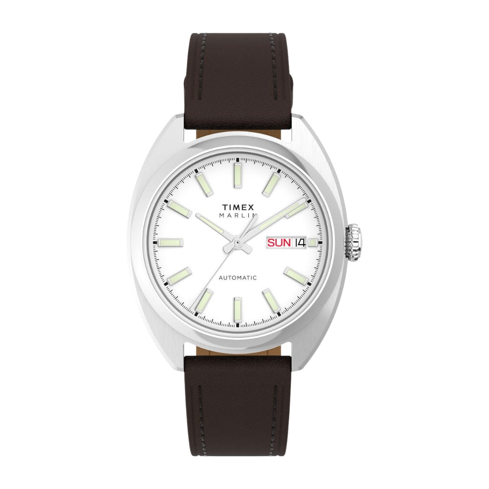 Timex Marlin Tonneau 37mm Silver-Tone Dial Mechanical Automatic Men Watch - TW2Y65200IK