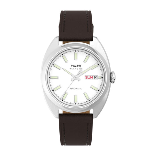 Timex Marlin Tonneau 37mm Silver-Tone Dial Mechanical Automatic Men Watch - TW2Y65200IK