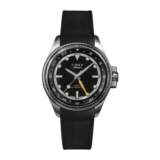 Timex Atelier GMT24 M1a Sport GMT Auto 40mm - Black Syn Rubber Strap Black Dial - TW2Y724004A