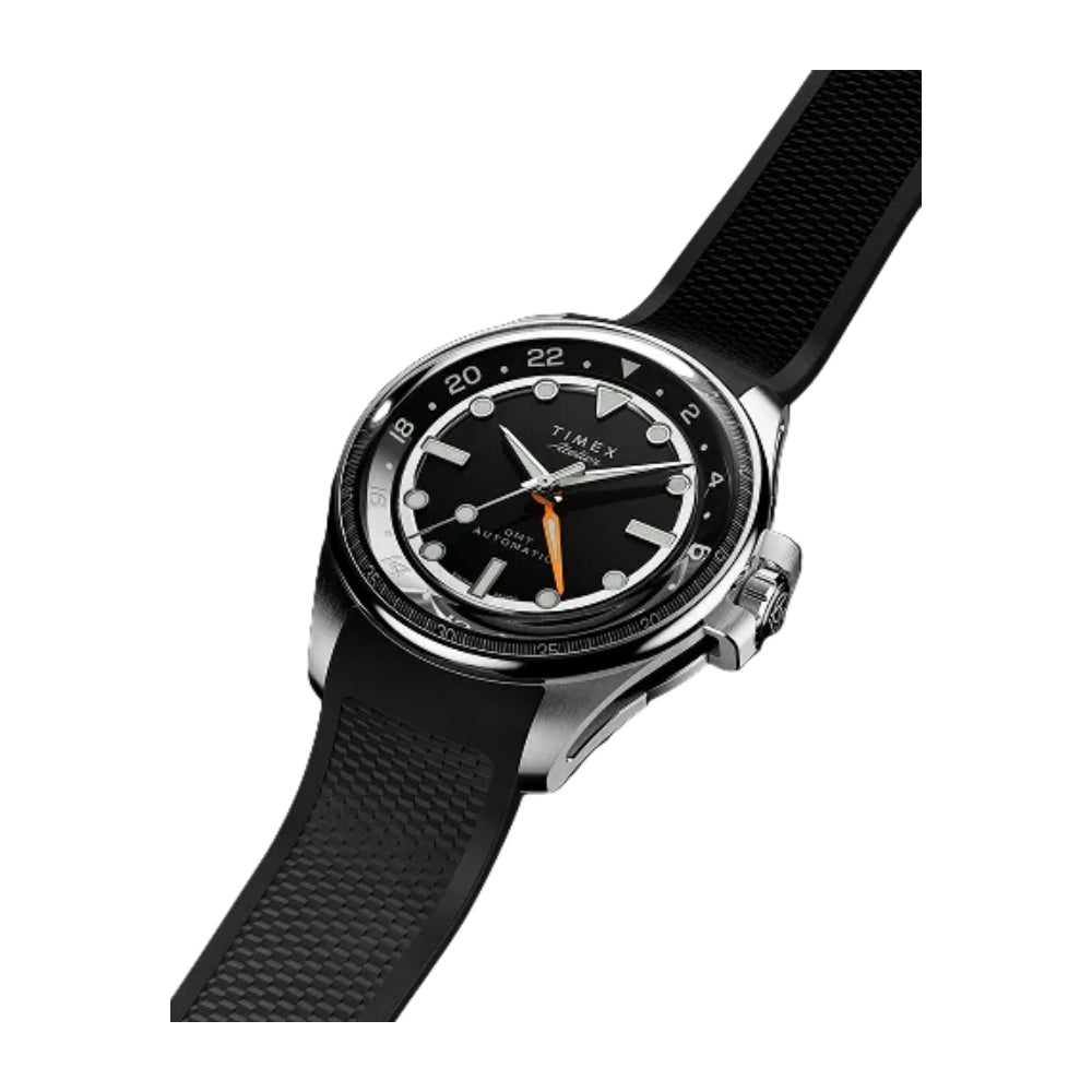 Timex Atelier GMT24 M1a Sport GMT Auto 40mm - Black Syn Rubber Strap Black Dial - TW2Y724004A