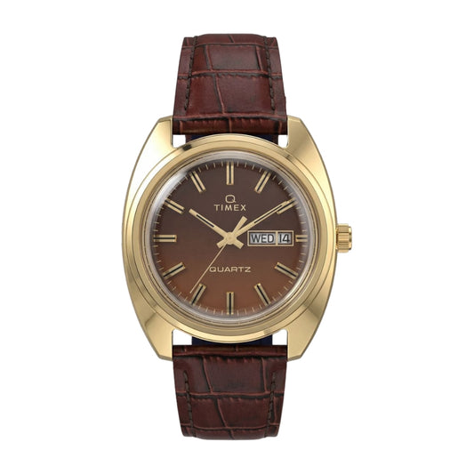 Timex Q Round 37mm Brown Dial Analog Men Watch - TW2Y87200UJ