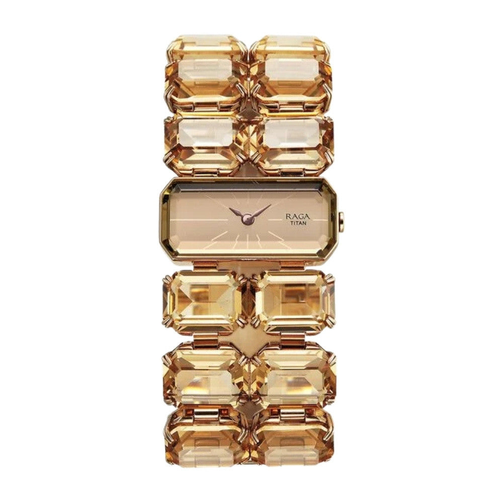 Titan Raga Cocktails Quartz Analog Brown Dial Metal Strap Watch For Women NU95320WM01