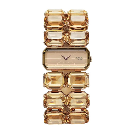 Titan Raga Cocktails Quartz Analog Brown Dial Metal Strap Watch For Women NU95320WM01