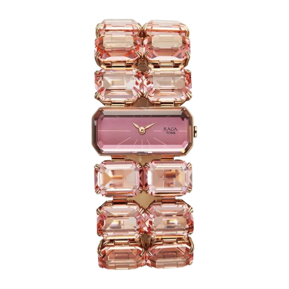 Titan Raga Cocktails Quartz Analog Rose Gold Dial Stainless Steel Strap Watch For Women NU95320WM02