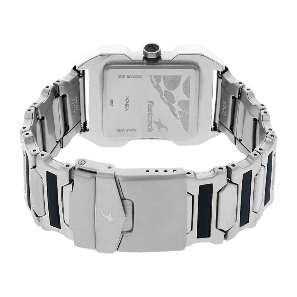 Fastrack Quartz Analog Silver Dial Stainless Steel Strap Watch for Guys NR1474SM01