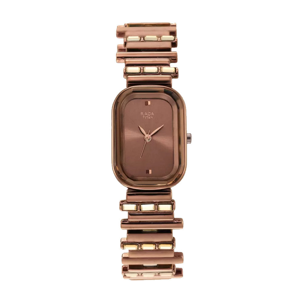 Titan Love All Brown Dial Analog Metal Strap Watch for Women 95154QM01