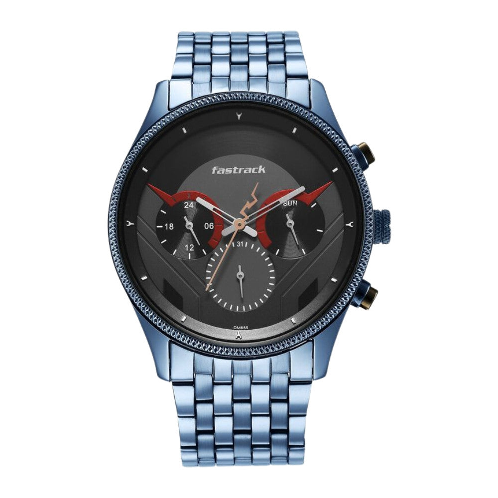 Fastrack Thor Quartz Multifunction Grey Dial Metal Strap Watch for Guys 3286KM03