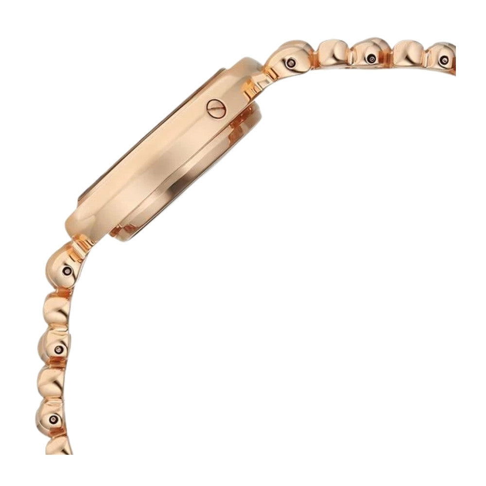 Titan Raga Glimmers Quartz Analog Mother of Pearl Dial Rose Gold Metal Strap Watch For Women 95202WM01F