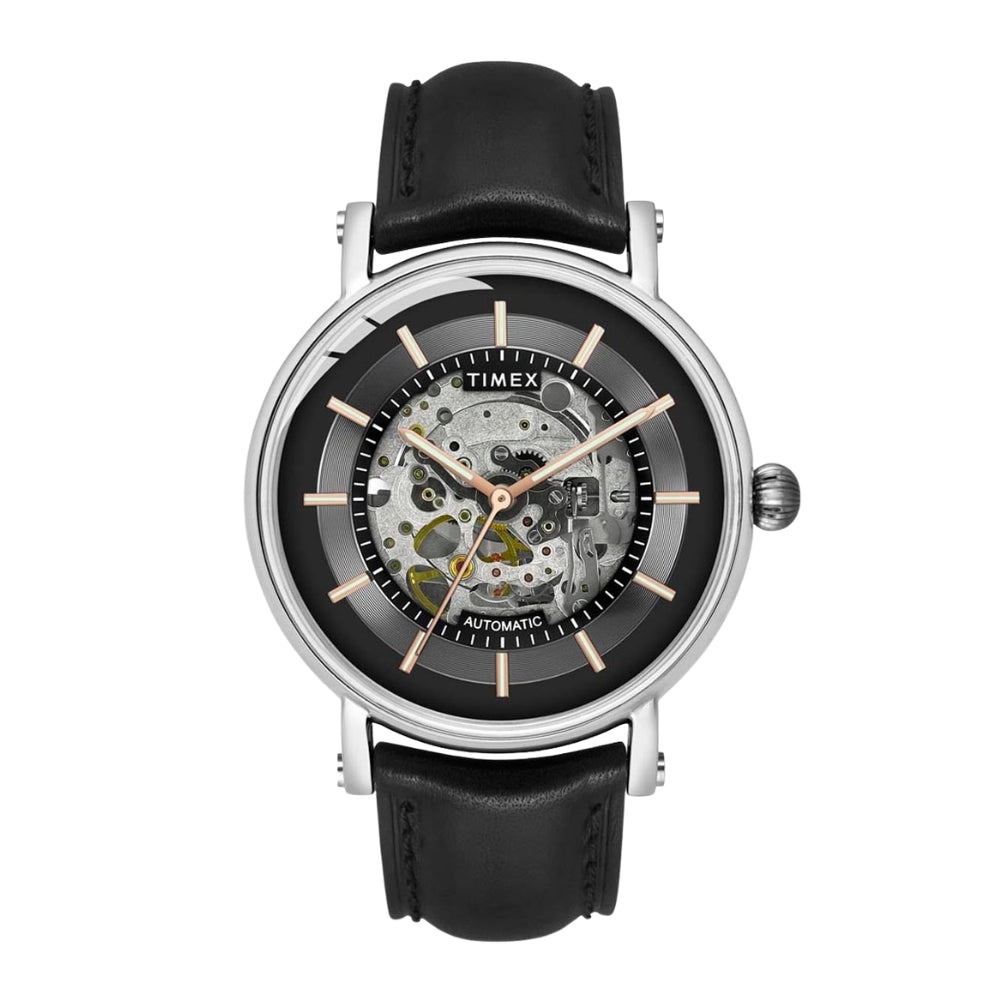 Timex E Class Men's Black Dial Round Case Automatic Function Watch -TWEG16716